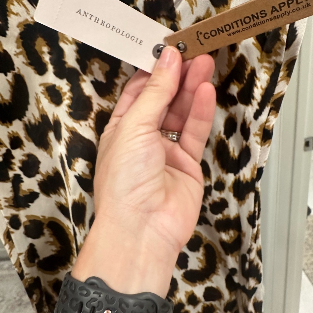 Anthropologie Conditions Apply Elva Slip Midi Dress in Leopard Print - Picture 8 of 9